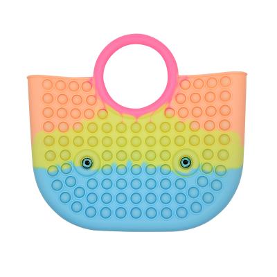 China The Other New Colorful Food Grade Silicone Camouflage Macaron Push Pop Bubble Bustle Handbag for sale