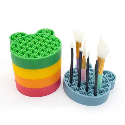 China Viable Multifunctional Cosmetic Brush Storage Box Silicone Stand Makeup Brush Holder for sale