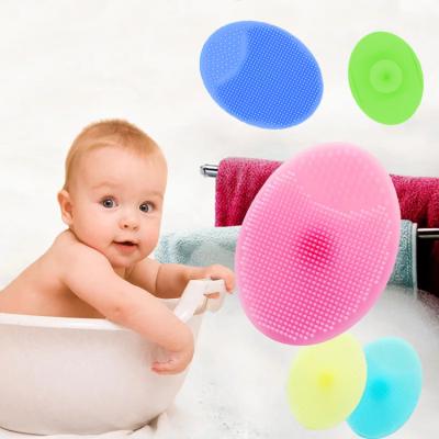 China All Natural Silicone Loofah Brush Space Logo Baby Body Massage Soft Silicone Bath Backup Brush With Sucker for sale