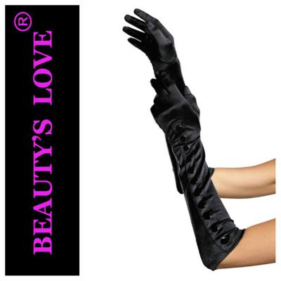 China New Design Color Long Checked Leather Gloves With Decoration For Sexy Ladies for sale