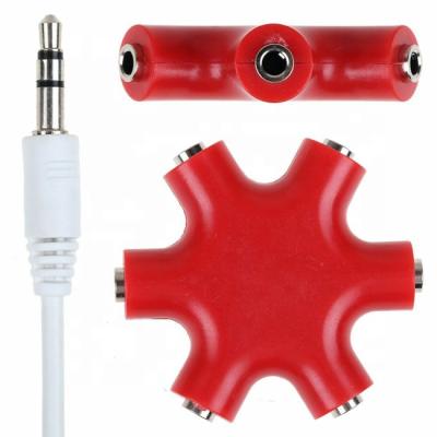 China Transfer 3.5mm Earphone Splitter Adapter 6 Ways Multi Audio Headphone Splitter Audio Adapter Earphone HUB for sale