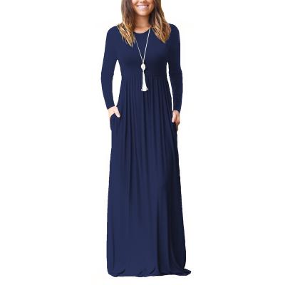 China New Arrvial Anti-Static European Solid Evening Dresses Long Sheath Long Dress Plain Floor Length Loose Dresses Even for sale