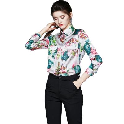 China London Fashio new anti-pilling retro office blouse high quality vintage ladies all over floral print shirts women for sale