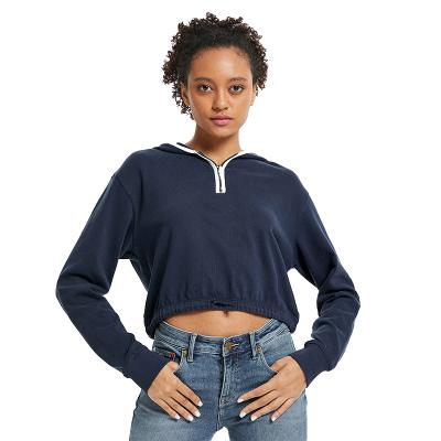 China 2021 Anti-Wrinkle Latest Culture Youth Girls Wokrout Fitness White Navy Hoodies Casual Simple Soft Shorts Sweatshirts for sale