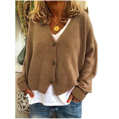 China 2021New Breathable Acrylic Knitted Sweaters Buttons UP Winter Multicolor Cardigans Simple Women Cardigans for sale