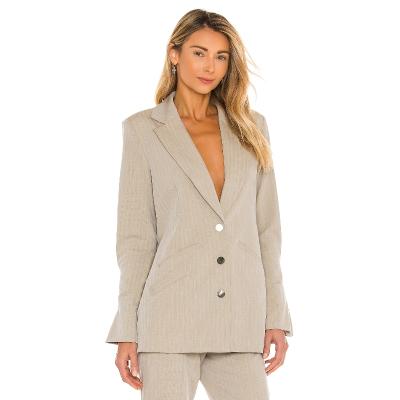 China New French Designer Career Suits Loose Anti-Wrinkle Tailored High Lady Classy Business Blazers Offic Single Breasted Wool for sale