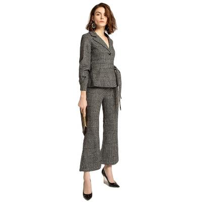 China Na Berry Brand European Winter Wear London Designers QUICK DRY Modest Plaid Tweed Coats Work Outfit and Pant Suits Business Formal Equipment for sale