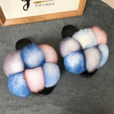 China CUSHIONING Wholesale Indoor Leather Slippers Fashion Fur Slippers Fluffy Fur Slippers for sale