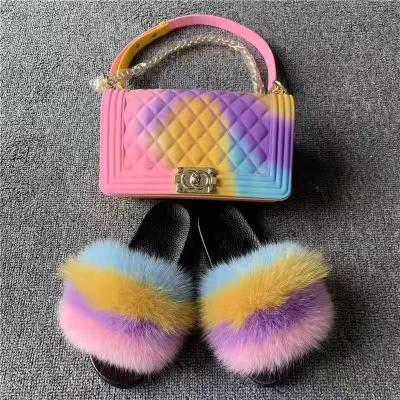 China DAMPING new fur slippers and bags and assorted slippers and slipper flat bags for sale