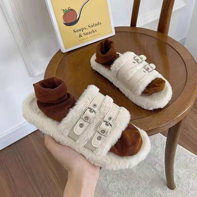 China CUSHIONING Fashion Mink Slippers Raccoon Leather Slippers Raccoon Leather Slippers for sale