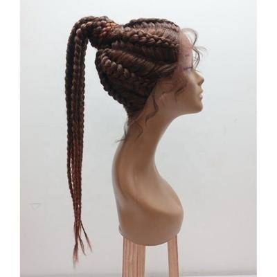 China Mixed Braid Wig Color 1B/30T Synthetic Hair Lace Front Braid Wig For African Lady for sale