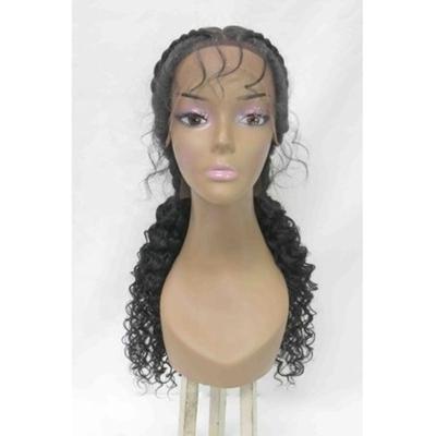 China Drop Shipping Ombre Color 22inch Long Crochet Braid Wig Heat Resistant Curly Lace Front Braid Hair Braided Wig for sale