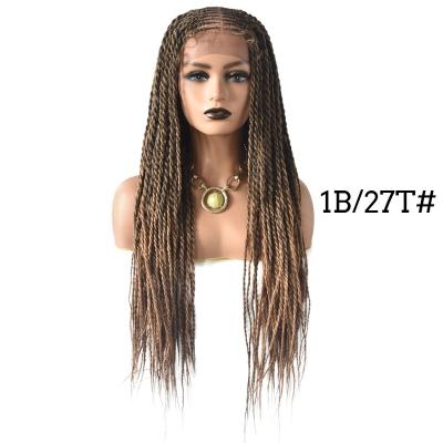 China Braided Lace Front Wigs Women Wigs Ombre Color Synthetic Hair Wigs Hand Made Wigs for sale