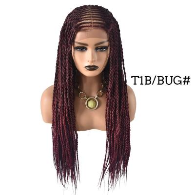 China 5.5inch Hand Made Braided 3.5 Braid Wig USA Stock Synthetic Hair Lace Front Wig With Ghana Weave for sale