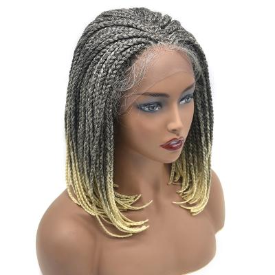 China Common Color 1B613T Lace Wigs Bob Style Short Braids Braids Cornrow USA Ombre Braid Wig With Baby Hair for sale