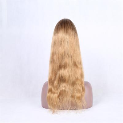 China 613# Wave Natural Blonde Virgin Hair Color Brazilian Blonde Women Long Full Lace Wig for sale