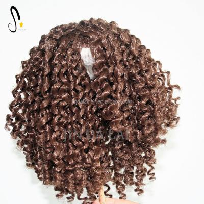 China Straight Tight Wavy Synthetic Brown Curl Afro Kinky Wig For Baby Dolls for sale