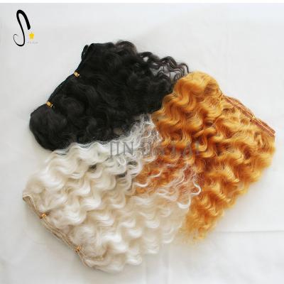 China Curly high quality black color mohair wefts for dolls for sale