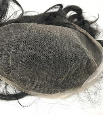 China Freestyle Hot Selling 6inch Full Lace Swiss Human Hair Pieces Breathable Men Toupee With Bleached Front for sale