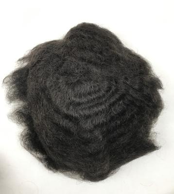 China Hot Selling Afro Curly Black Color Afro Indian Curly Hair 10mm Top Closure Hairpiece For African Men for sale