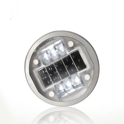 China 130*50mm Glass ROUND Solar LED Warning Light Solar Security Alarm Road Stud Road Marker Flashing Lights for sale