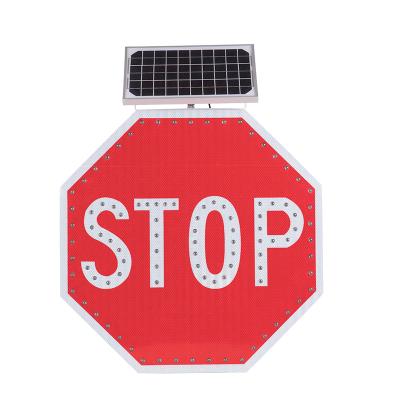 China Aluminum& Galvanized Sheet Durable Led Slow Down Sign Solar Powered Traffic Stop Flashing Solar Sign for sale