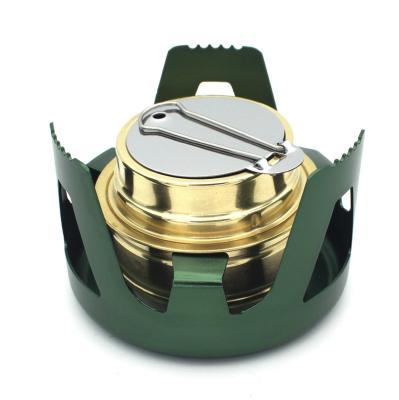 China Newest Mini Portable Mini Aluminum Alloy Lightweight Safe Brass Burner For Outdoor Camping Hiking Backpacking Picnic Alcohol Stove Burner for sale