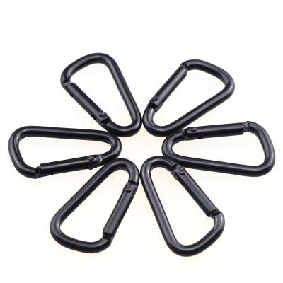 China Outdoor Aluminum Alloy Carabiner D Dish Fishing Lightweight Black Camping Direct Selling Shape Increase Instant Hook Clip for sale