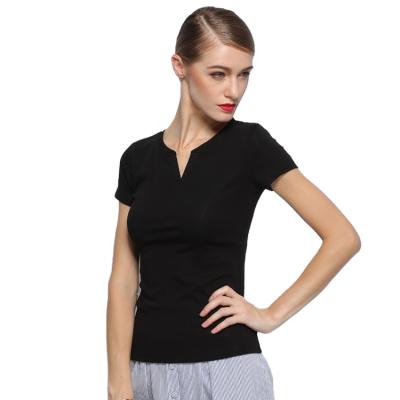 China OEM Breathable Basic Classic Knitted Short Sleeve Cotton Women Slim Fit T-Shirt Top for sale