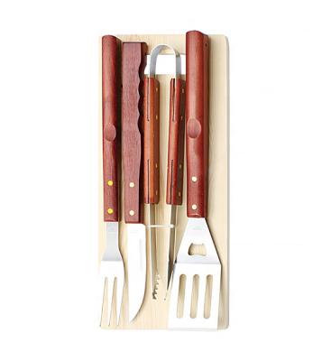 China Wood Handle Easily Cleaned 4 Pieces Tool Suit Kitchen Items For Outdoor Grilling for sale