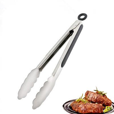 China Easily Cleaned Stainless Steel BBQ Tongs Anti-scald Silicone Food Bread Tongs For Baking for sale