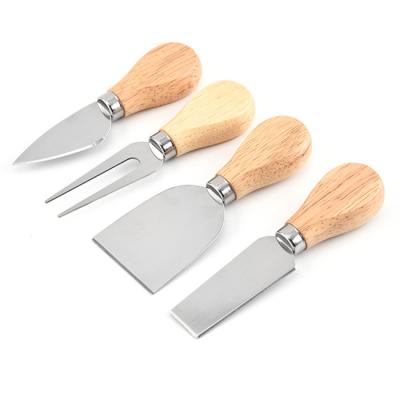 China 4 Pieces Sustainable Cutting Tool Knives Slicer Stainless Steel Set With Wooden Handles Cheese Knife for sale