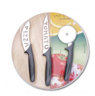 China Disposable Durable Black Pizza Knife Wirh Wooden Handle Cheese Handle Cutting Board for sale