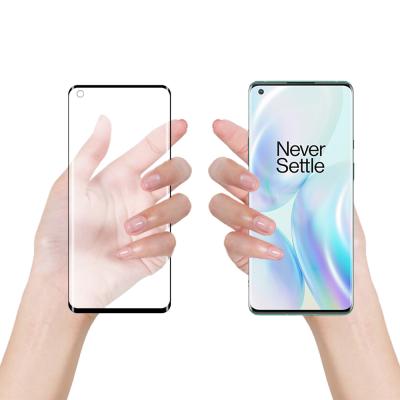 China High Manufacture 9H 3D Clear Silk Printing Curved Premium Premium Full Tempered Glass For OnePlus 8/8 Pro Screen Protector for sale