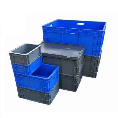 China Heavy Duty Solid Box Euro Stacking Containers Plastic Storage Boxes For Automated Conveyors for sale