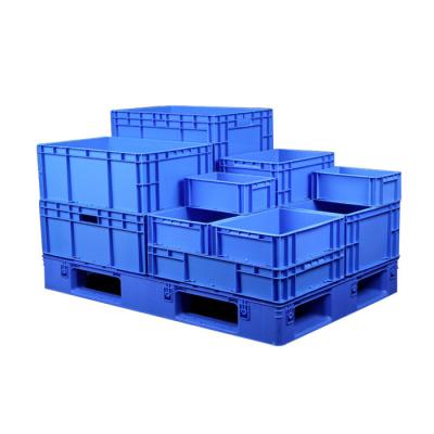 China Solid Box Euro Stacking Heavy Duty Plastic Storage Containers Boxes Industrial Crates for sale