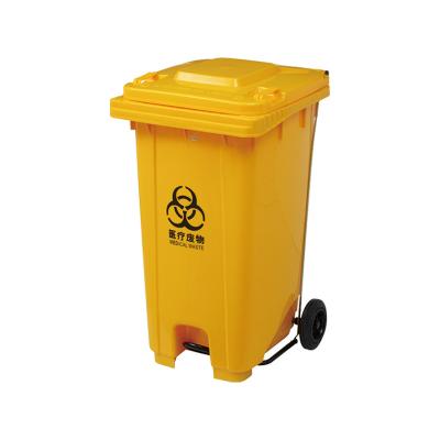 China Sustainable Outdoor Public Common Wheelie Trash Bin Plastic Pedal 240L Street Garbage Waste Bin for sale