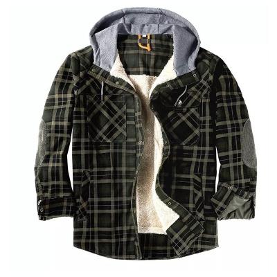 China The Other 2023 Winter Black And White Checked Hooded Cotton Wadding Cake Velvet Shirt Jacket For Both Men And Women for sale