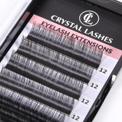 China Matte Black 7mm C Curl Volume Wick Extension Mink Eyelash Korean Silk Classic Individual Handmade Extension for sale