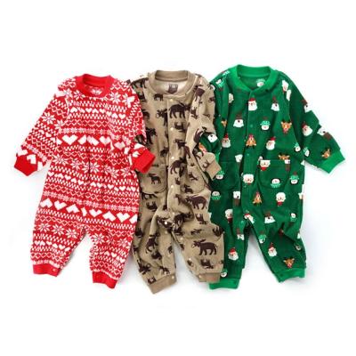 China Closure Comfy/Soft/Save/Skin/Factory Cute Christmas Baby Printed Rompers Wholesale Custom Breathable Fleece Long Sleeve Comfortable/Soft/Save/Skin Closure for sale