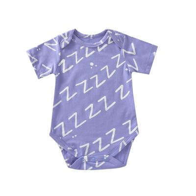 China Plain or custom printed plain or custom printed short sleeve baby romper infants and toddlers cotton print collar baby clothing sets wraps for sale