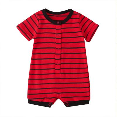 China Fashion Closure/Soft/Safe/Skin/Breathable Fashion Closure/Soft/Safe/Skin Custom Shorts/100% Cotton Rompers Newborn Factory Baby Sleeves Breathable Striped Baby Boy Rompers for sale