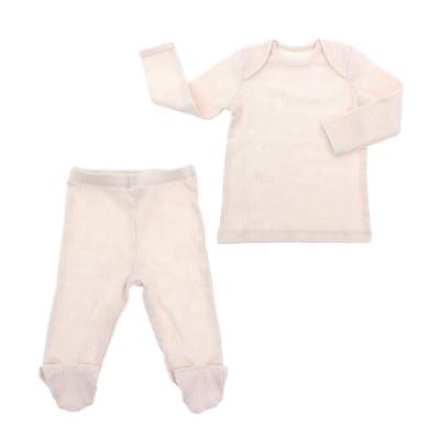 China Factory Wholesale Custom Rib Cotton Baby Flexible Pajamas Breathable Baby Sleepwear Pajamas Tops for sale