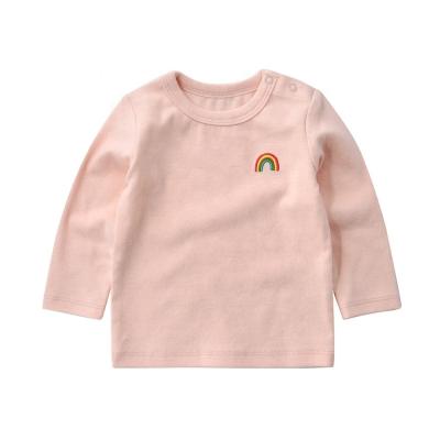 China Wholesale Custom Anti-pilling Chest Rainbow Tools Anti-pilling Custom Embroidery Long Sleeve Organic Cotton Babies Tops for sale