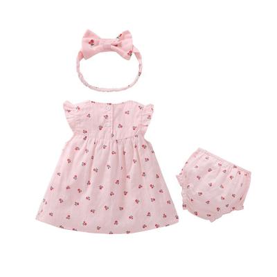 China Custom Factory Wholesale Antibacterial Baby Girl Dress Pink Floral Girls for sale