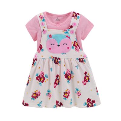 China Anti Wrinkle Anti Wrinkle Custom Design Girl Summer Set Kids Dress Shirts Suspender Printed Baby Sundress Set for sale