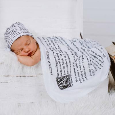 China Factory wholesale custom print anti-pilling storybook baby wrap digital blanket and hat anti-pilling for sale