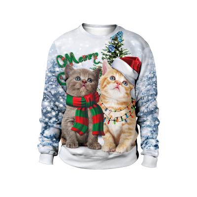 China new autumn men's and women's collar sweaters Anti-wrinkle Christmas deer couples hoodie round printed men's sweaters for sale