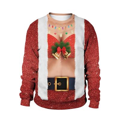 China new autumn men's and women's collar sweaters Anti-wrinkle Christmas deer couples hoodie round printed men's sweaters for sale