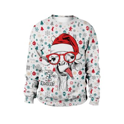 China new autumn men's and women's collar sweaters Anti-wrinkle Christmas deer couples hoodie round printed men's sweaters for sale